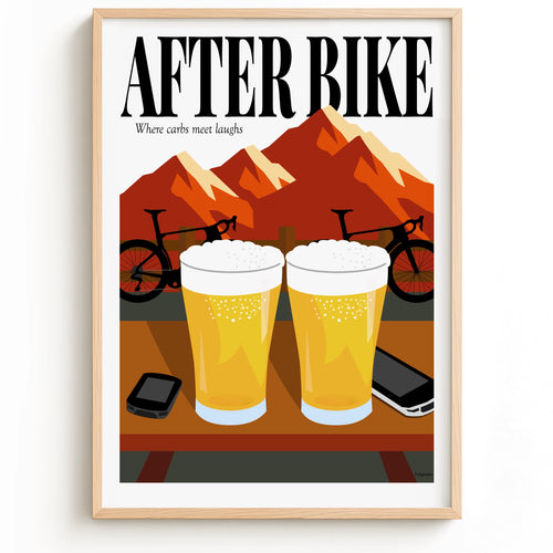 Afterbike cycling and beer poster print