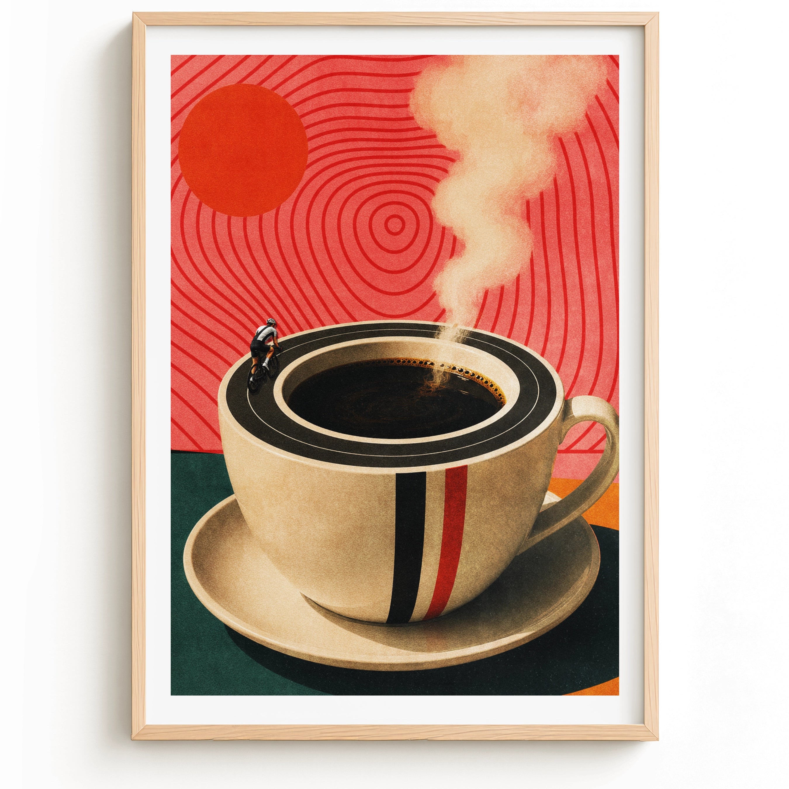 Espresso Breakaway cycling coffee poster print