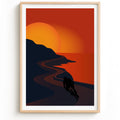 Sunset cycling silhouette poster print